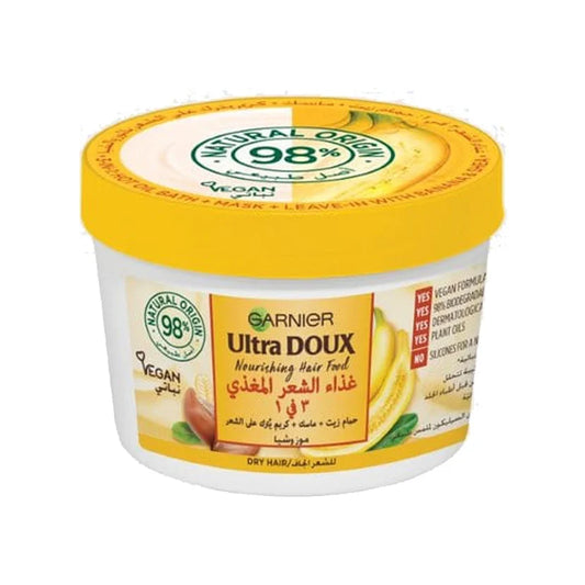 Garnier Ultra Doux 3In1 Nourishing Hair Food Treatment With Banana & Chia Extracts For Dry Hair, 390Ml