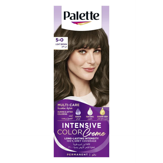 Schwarzkopf Palette Intensive Color Creme Permanent Hair Color with Keratin, Panthenol & Repairing Serum - Light Brown 5-0