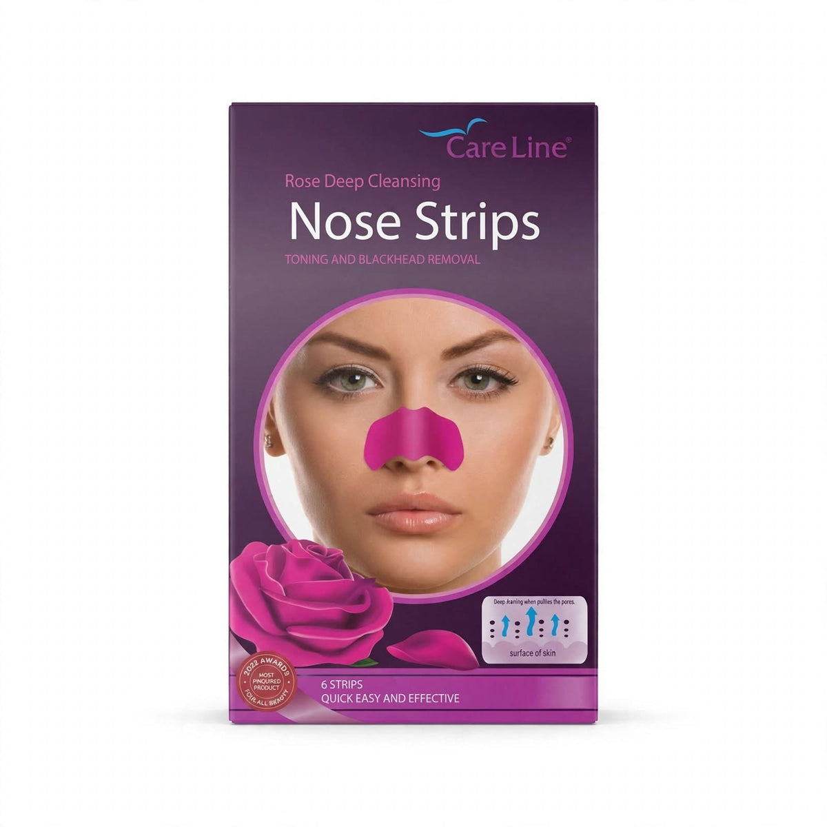 Care Line Rose Deep Cleansing Nose Strips 6 Strips