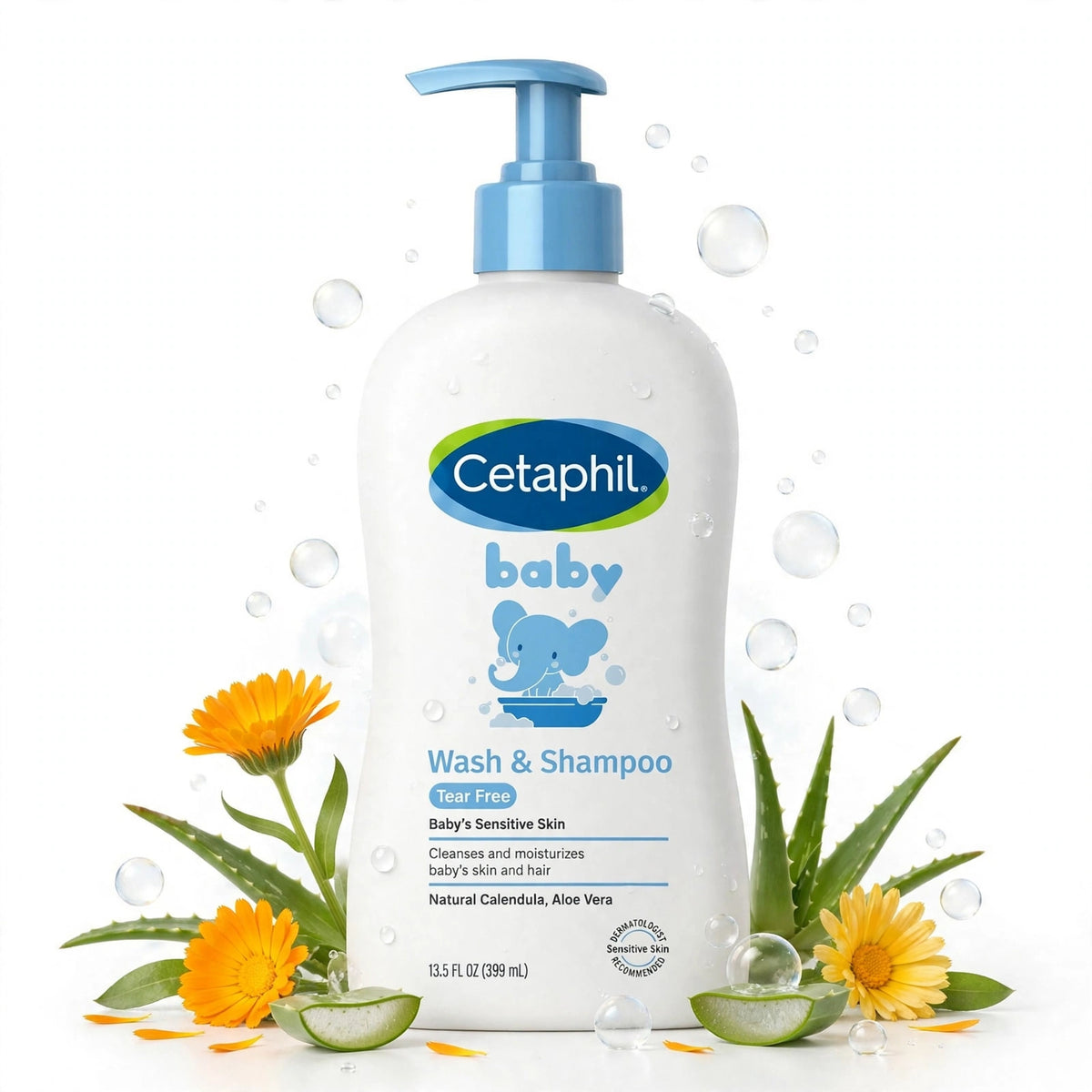 Cetaphil Baby Wash & Shampoo Tear Free for Baby's Sensitive Skin, 399ml