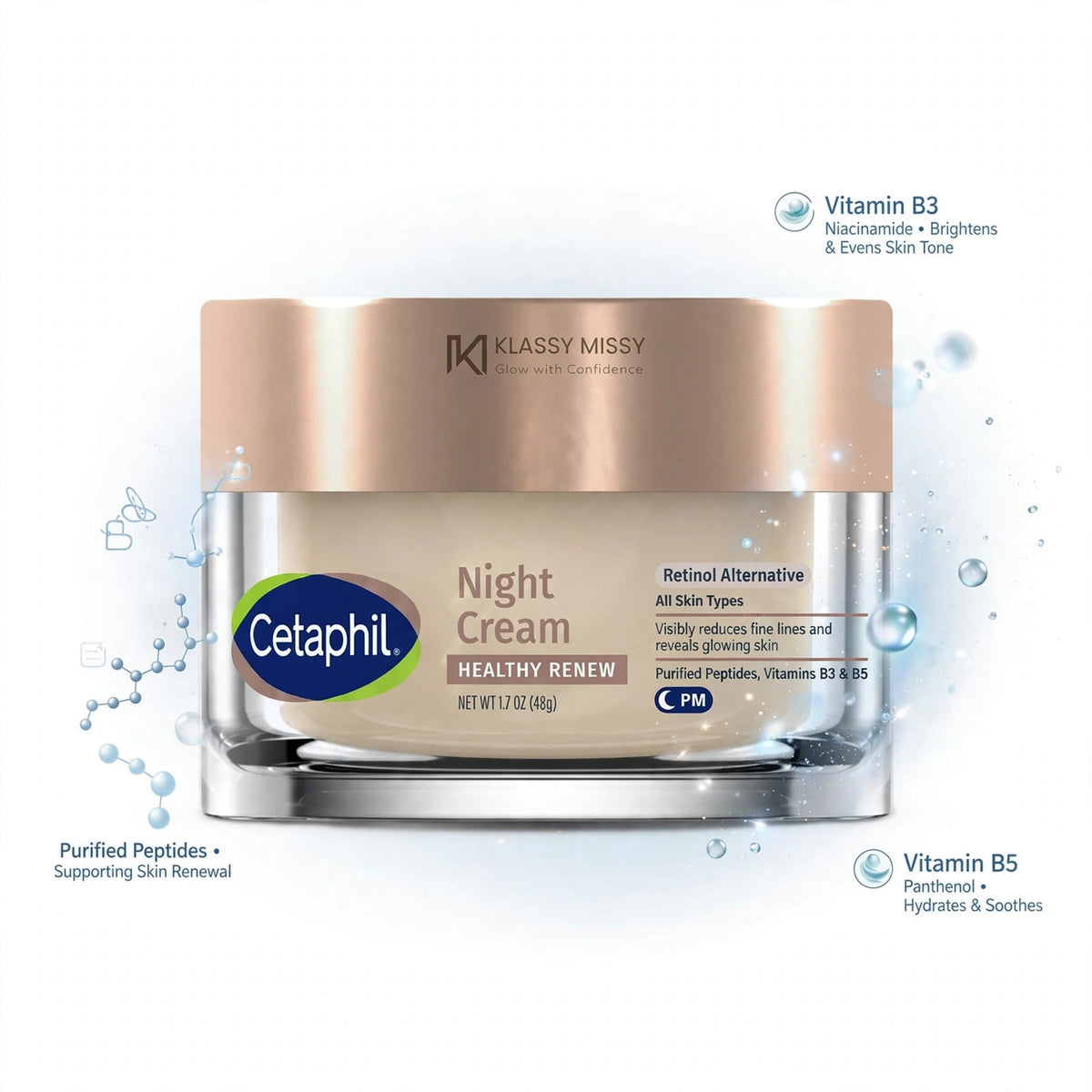 Cetaphil Healthy Renew Retinol Alternative Vitamin B3 & B5 Night Cream, 48g
