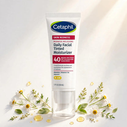 Cetaphil Skin Redness Relieving Daily Facial Tinted Moisturizer Sunscreen SPF40, 50ml