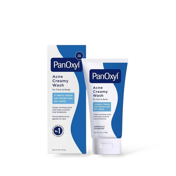 PanOxyl Acne Creamy Wash for Face & Body, 4% Benzoyl Peroxide Acne Treatment Wash Daily Control, 170g