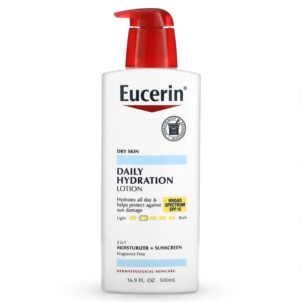 EUCERIN DAILY HYDRATION LOTION 2IN1 MOISTURIZER + SUN SCREEN DRY SKIN 500 ML