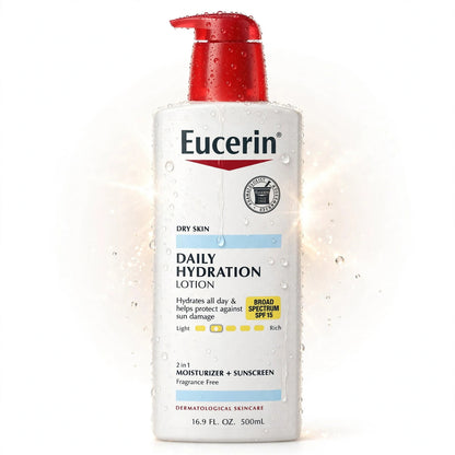 EUCERIN DAILY HYDRATION LOTION 2IN1 MOISTURIZER + SUN SCREEN DRY SKIN 500 ML