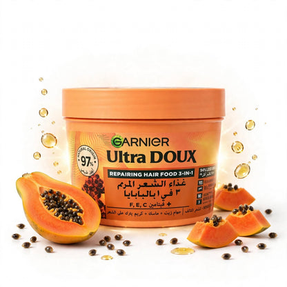 Garnier Ultra Doux Repairing 3In1 Hair Food Treatment With Amla & Papaya Extracts For Damaged Hair, 390M