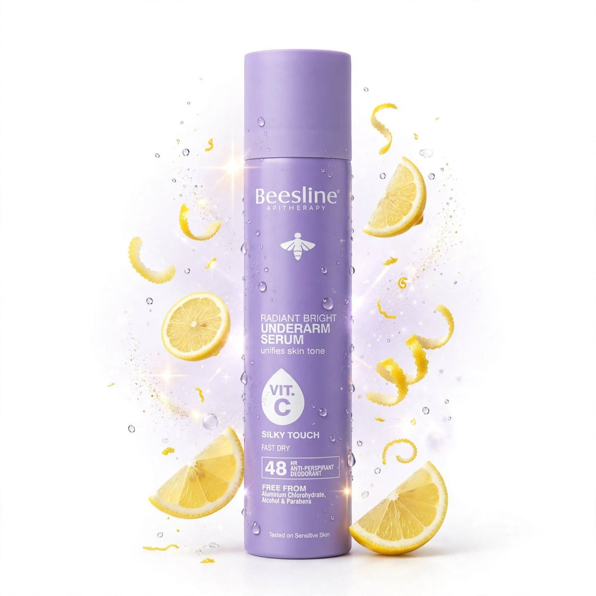 Beesline apitherappy  Radiant Bright  Underarm Serum 48H Antiperspirant Deodorant Spray With Vitamin C For Sensitive Skin, 150Ml