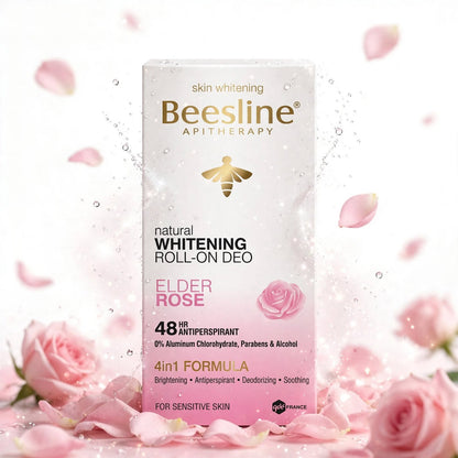 BEESLINE APITHERAPY NATURTAL WHITENING ROLL -ON DEO ELDER ROSE  4 IN 1 FORMULA 50 ML