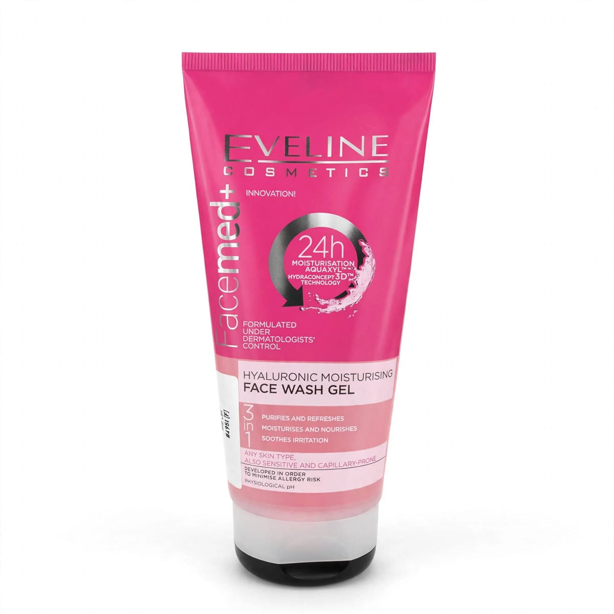 Eveline Cosmetics Facemed+3In1 Hyluronic Moisturising Face Wash Gel 150 ml