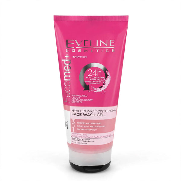 Eveline Cosmetics Facemed+3In1 Hyluronic Moisturising Face Wash Gel 150 ml