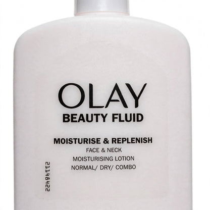 Olay Beauty Fluid Moisturise & Replenish Face & Neck Moisturising Lotion 200 Ml