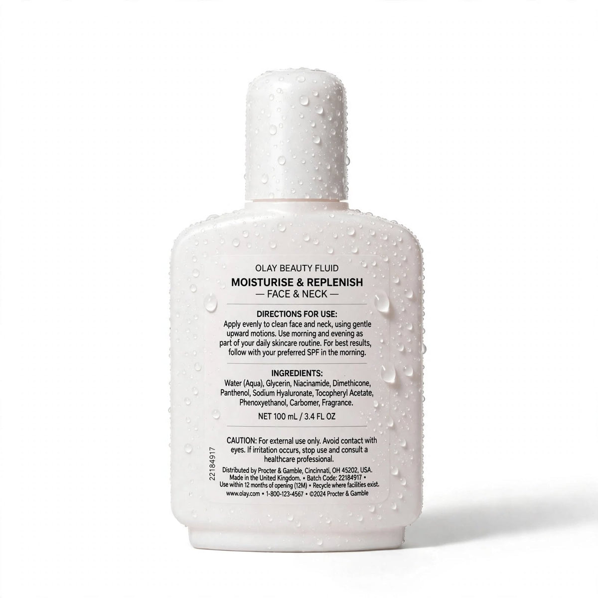 Olay Beauty Fluid Moisturise & Replenish Face & Neck Moisturising Lotion 100ml