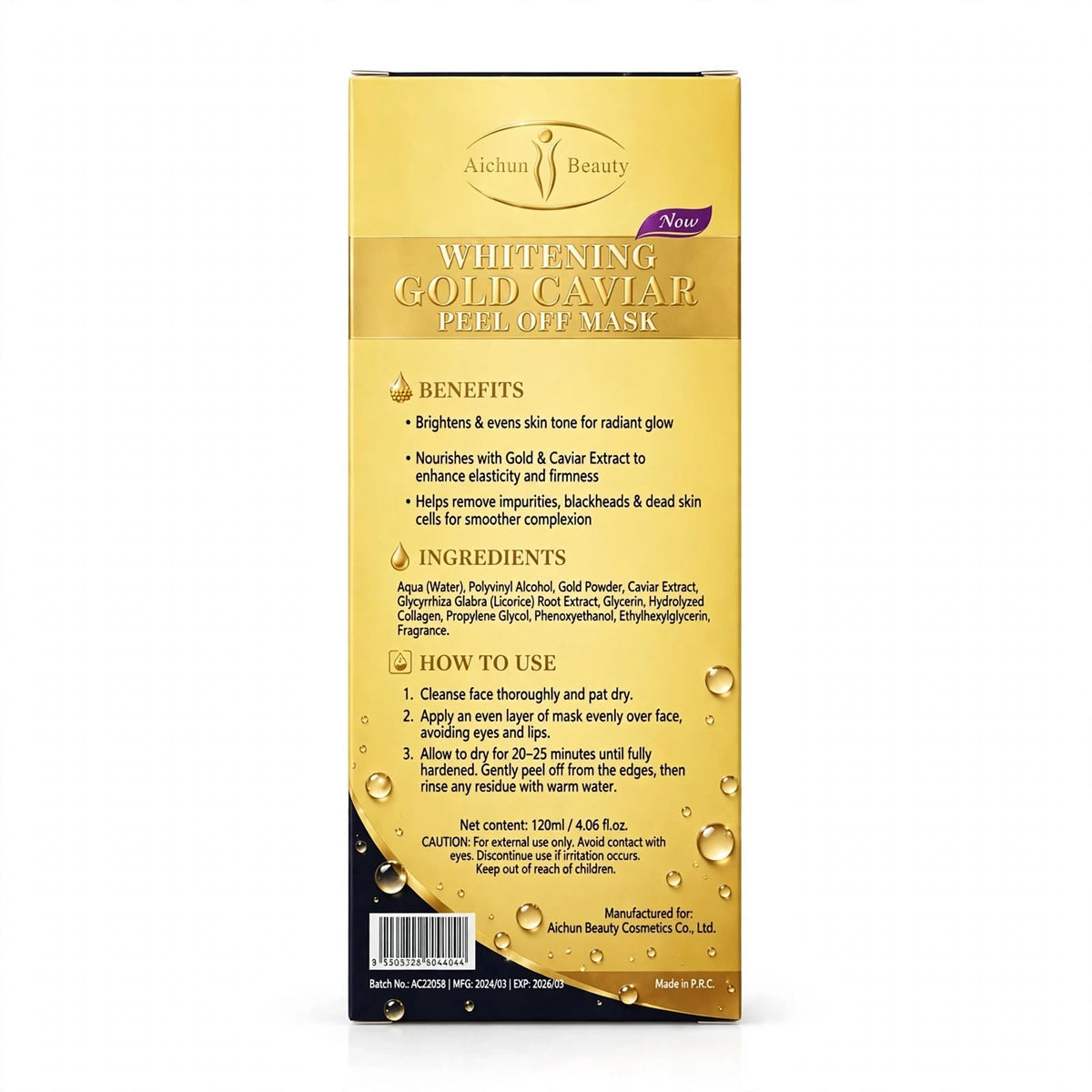 Aichun Beauty Whitening Gold Caviar Peel off Mask 120 ml