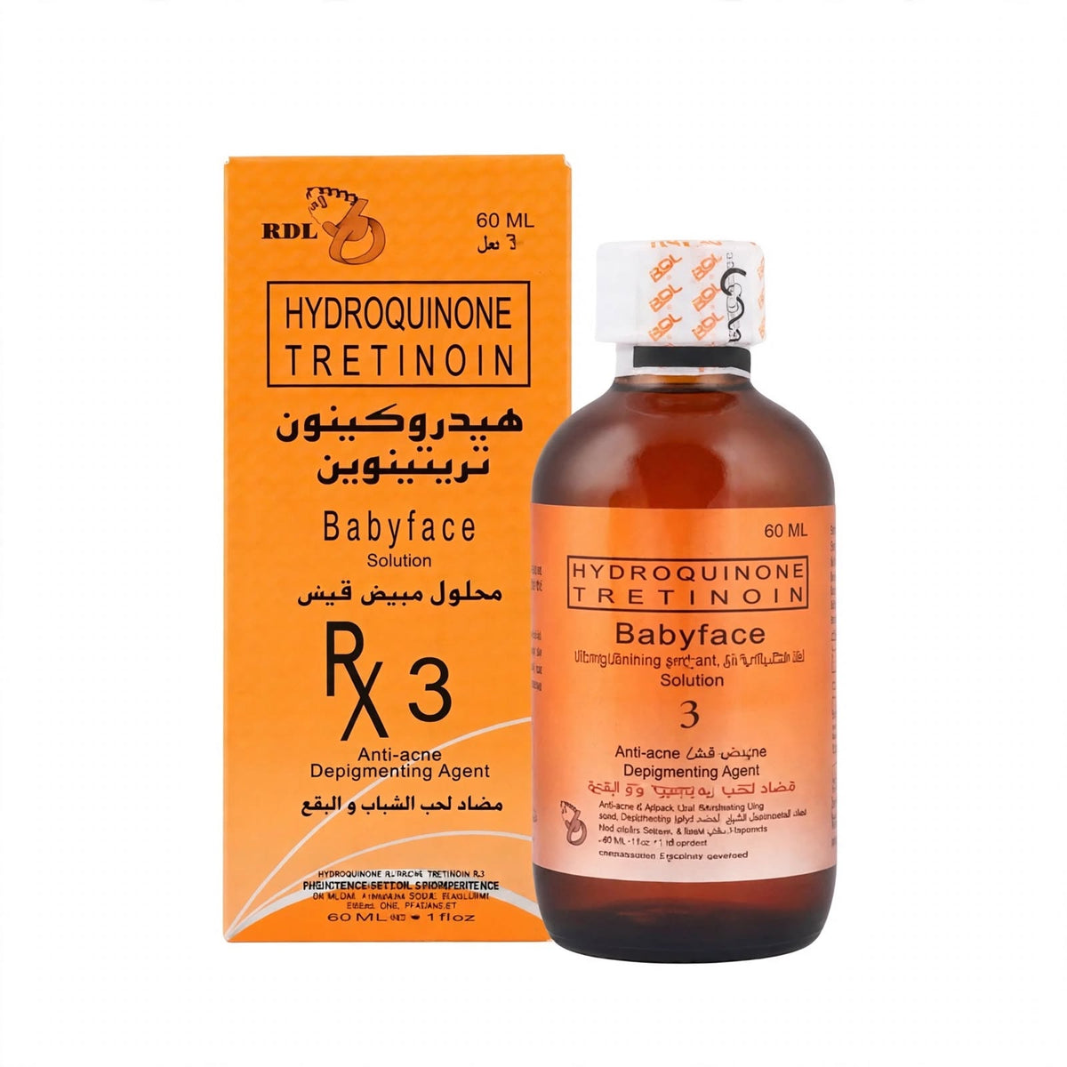 RDL HYDROQUINONE TRETINOIN BABY FACE RX 3 ANTI -ACNE DEPIGMENTING AGENT 60  ML