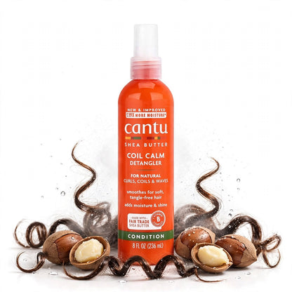 Cantu Shea Butter Coil Calm Detanger  Detangling For Natural Curls, Coils, Waves Smoothing & Moisture Condition 237Ml