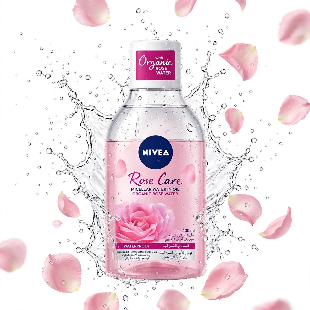 Nivea Rose Care Face Micellar Water In Oil  Organic Rose Water Makeup Remover, 400Ml