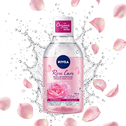 Nivea Rose Care Face Micellar Water In Oil  Organic Rose Water Makeup Remover, 400Ml