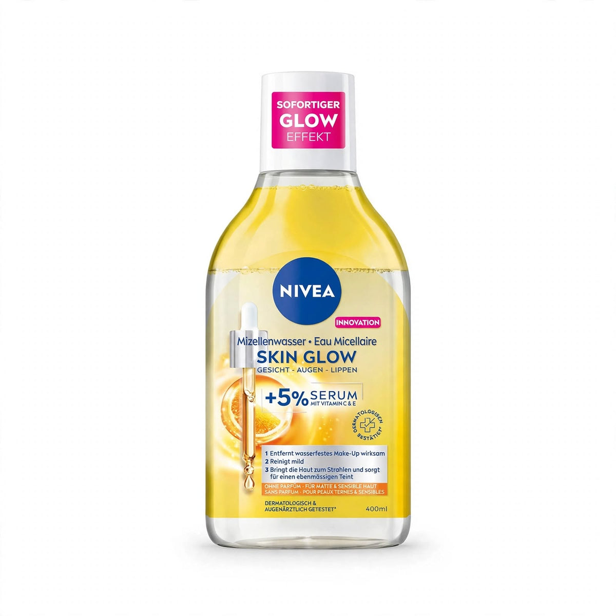 Nivea Micellar Water Brightening Face -Eyes + 5% Serum Makeup Remover, 400Ml