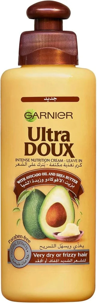 Garnier Ultra Doux Intense Nutrition Leave-In Cream With Avocado Oil & Shea Butter For Very Dry Or Frizzy Hair, 200Ml