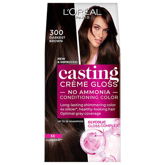 L'Oreal Paris Casting Creme Gloss Hair Dye With Coconut Oil Conditioner Dark Brown 300, 1 Pack
