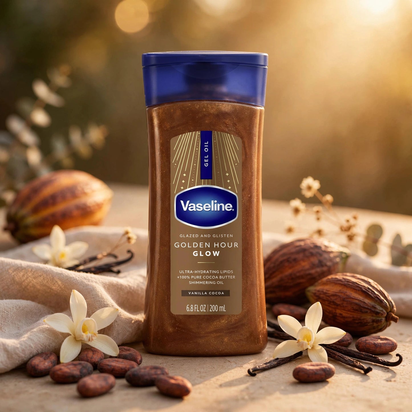 Vaseline golden hour glow vanila cocoa 200 ml