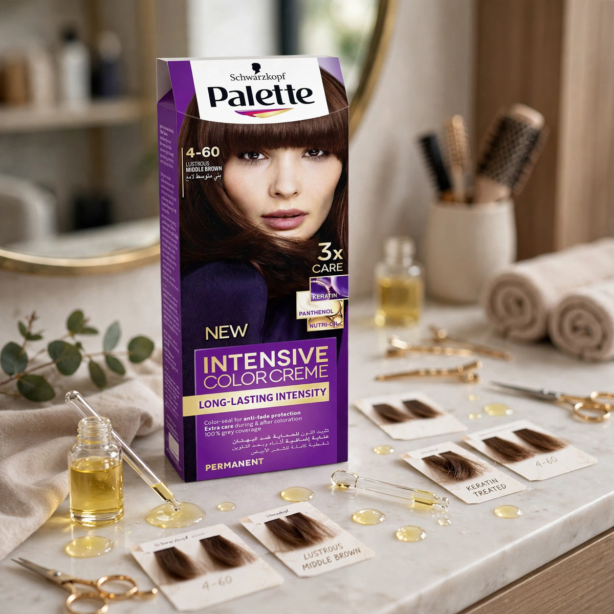 palette intensive colour cream lustrous middle brown 4-60