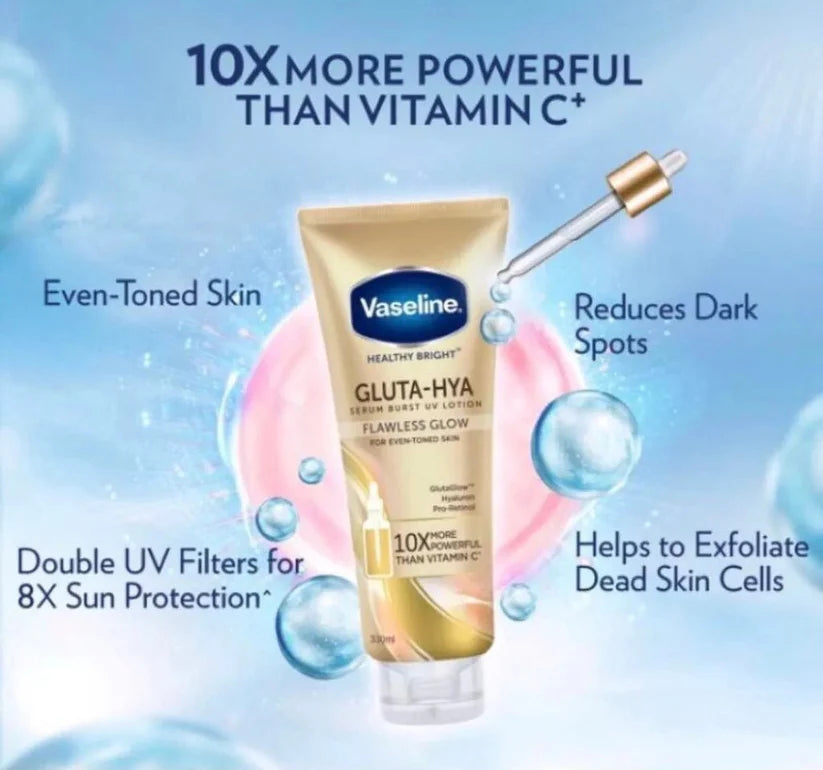 Vaseline Gluta-Hya Serum Burst Uv Lotion Flawless Bright 330